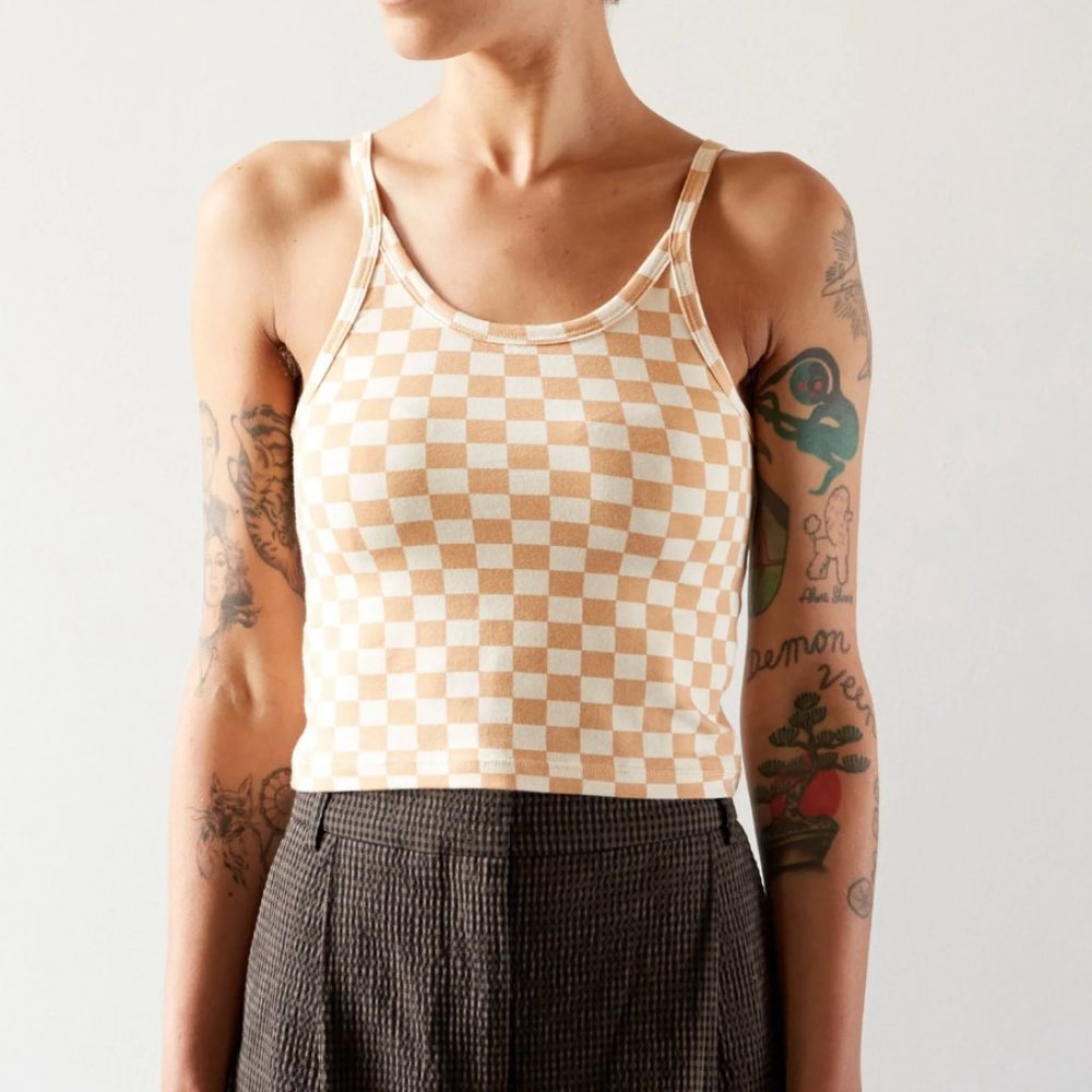 EUC ARQ Crop Tank Carrés S Checker Checkerboard